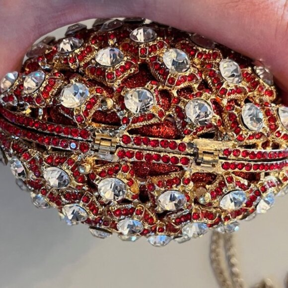 PINEAPPLE | Rhinestone Evening Clutch Purse with Gold chain-Vintage - Picture 6 of 13